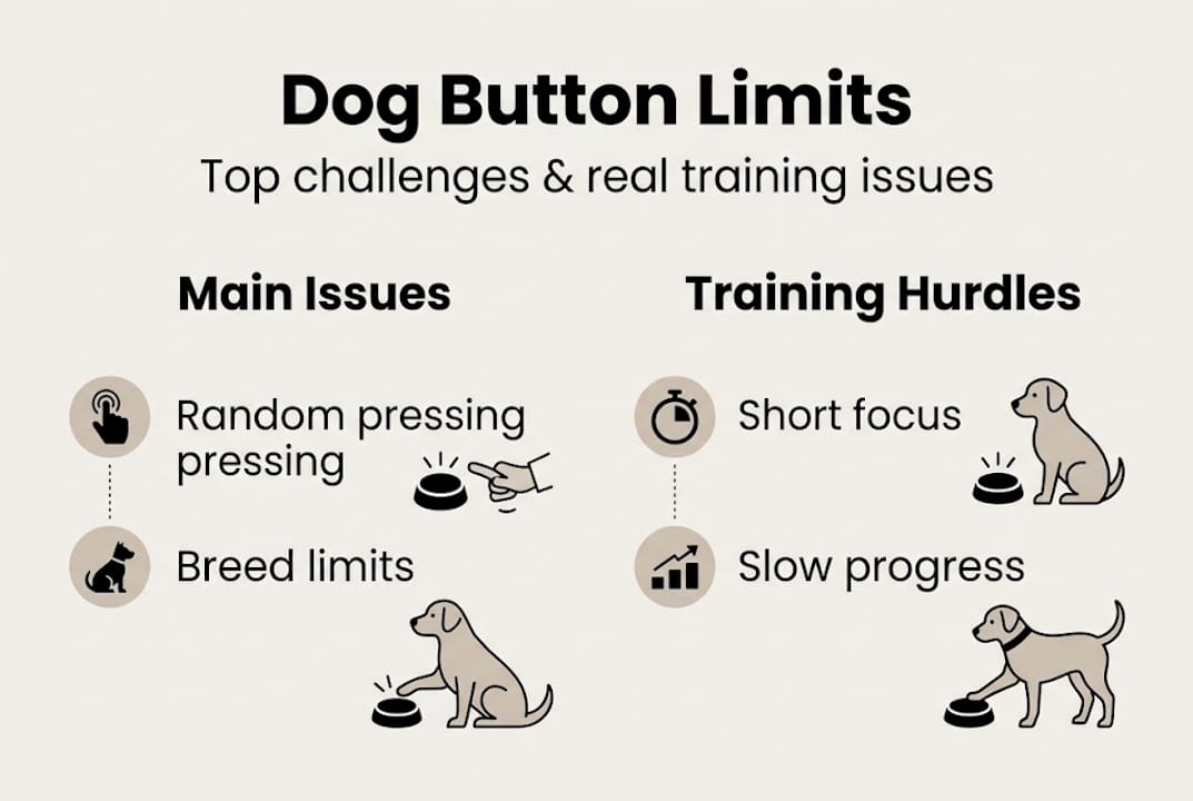 Infographic on dog button training hurdles