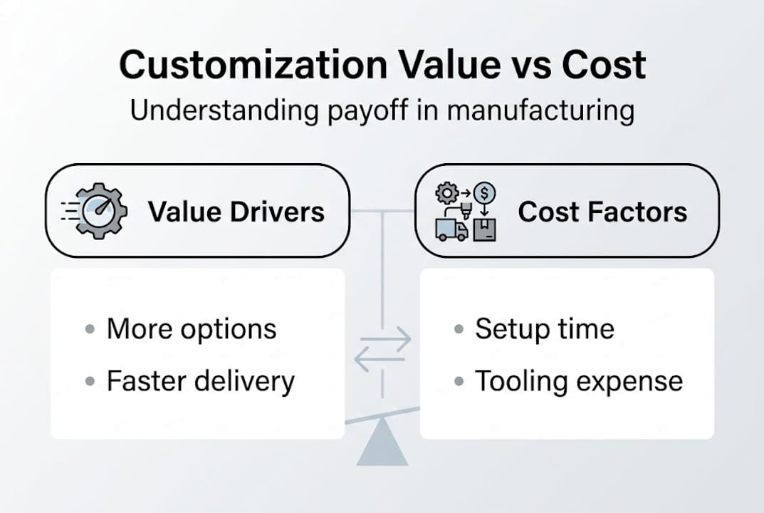 Infographic comparing value drivers and cost factors
