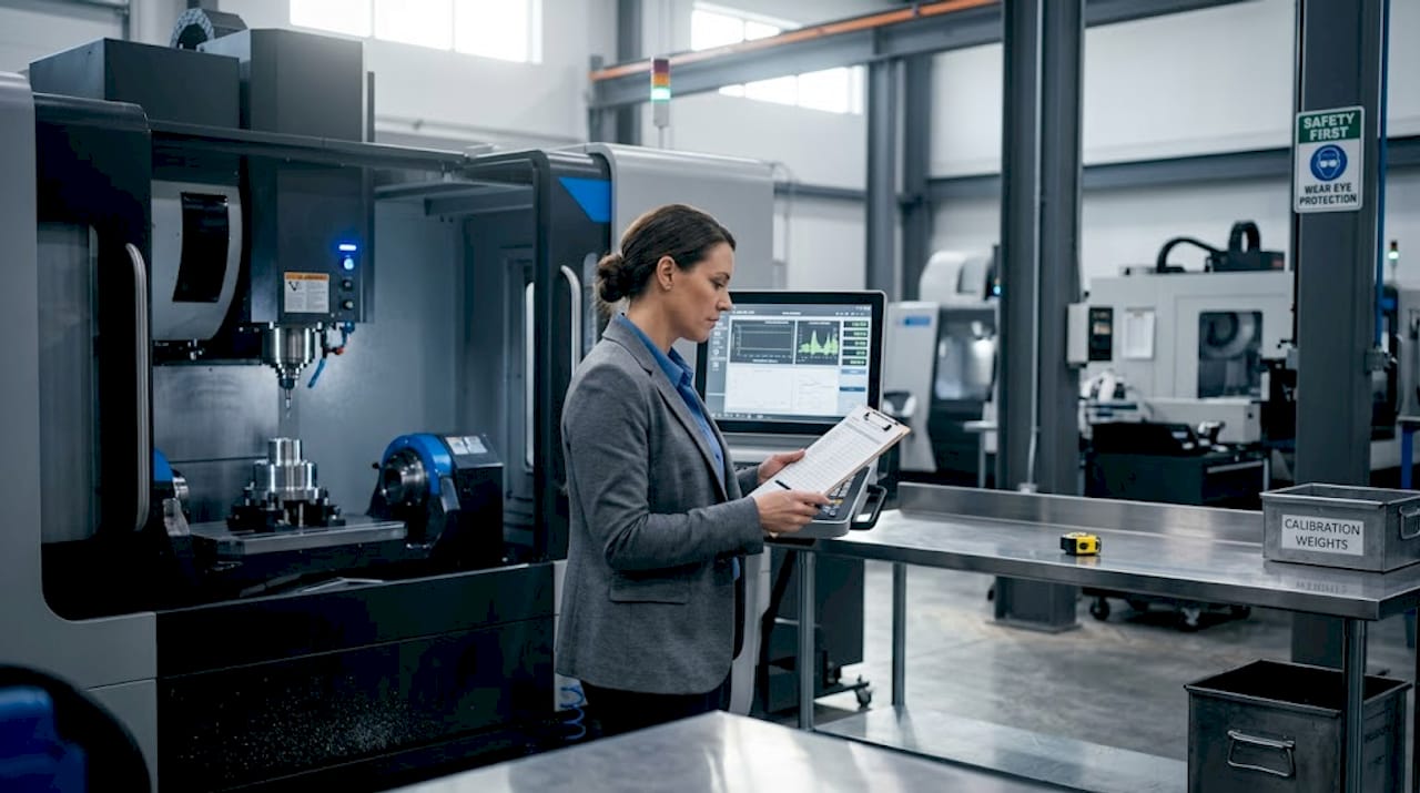 Quality manager reviewing compliance checklist