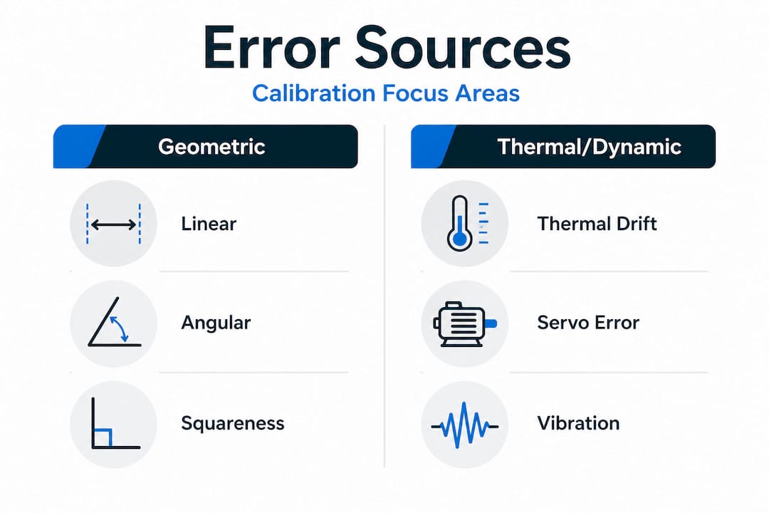 Infographic showing main machining error sources