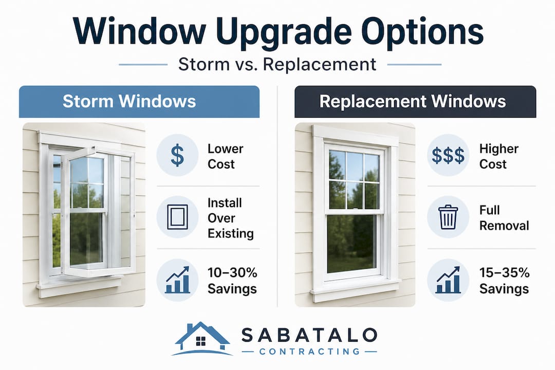 Infographic comparing storm and replacement windows