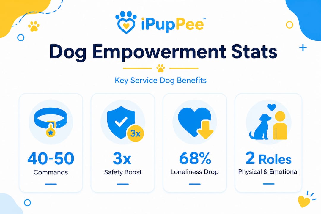 Infographic sharing key stats on service dog benefits
