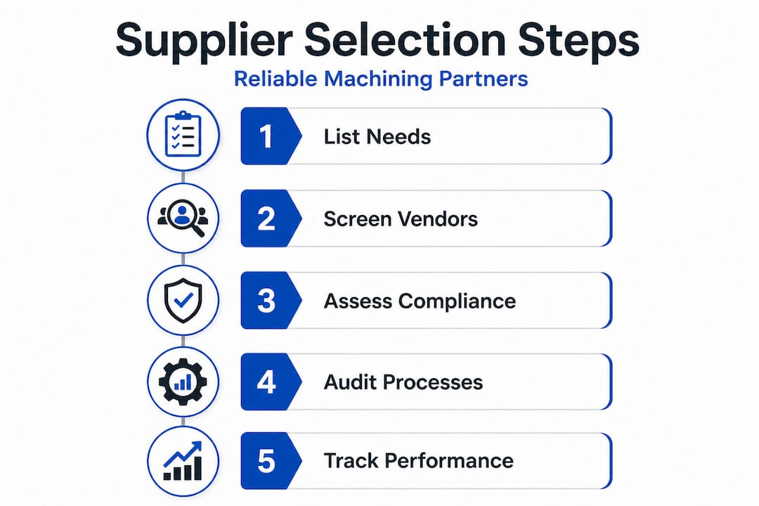 Infographic showing supplier selection process steps