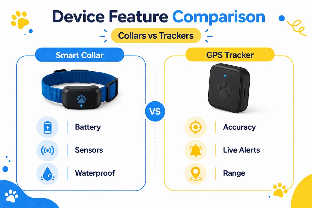 Infographic comparing smart collars and GPS trackers