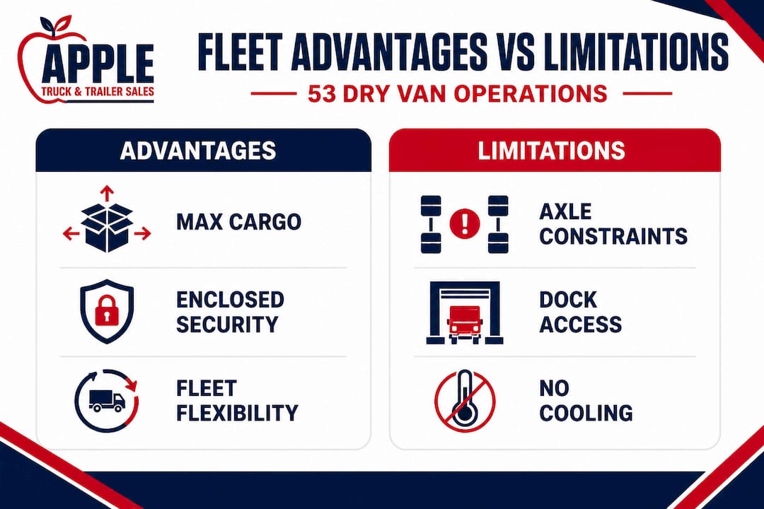 Infographic comparing dry van advantages and limitations