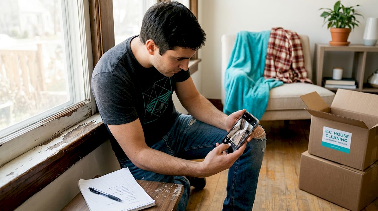 Tenant photographing pre-existing room damage