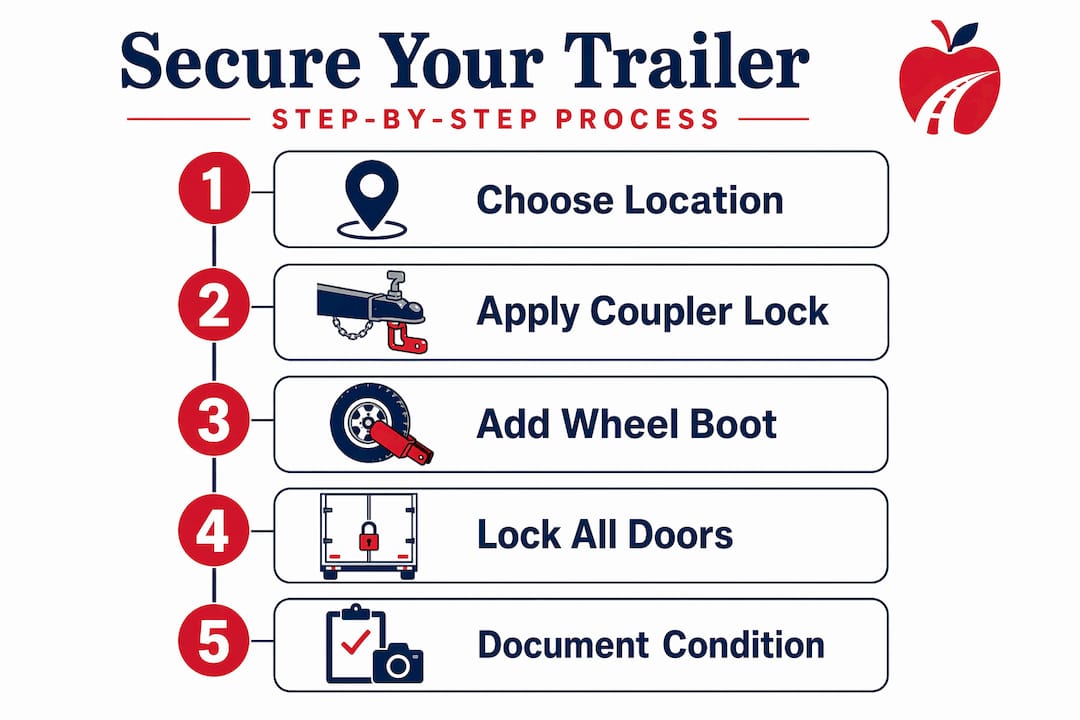 Infographic outlining storage trailer security steps