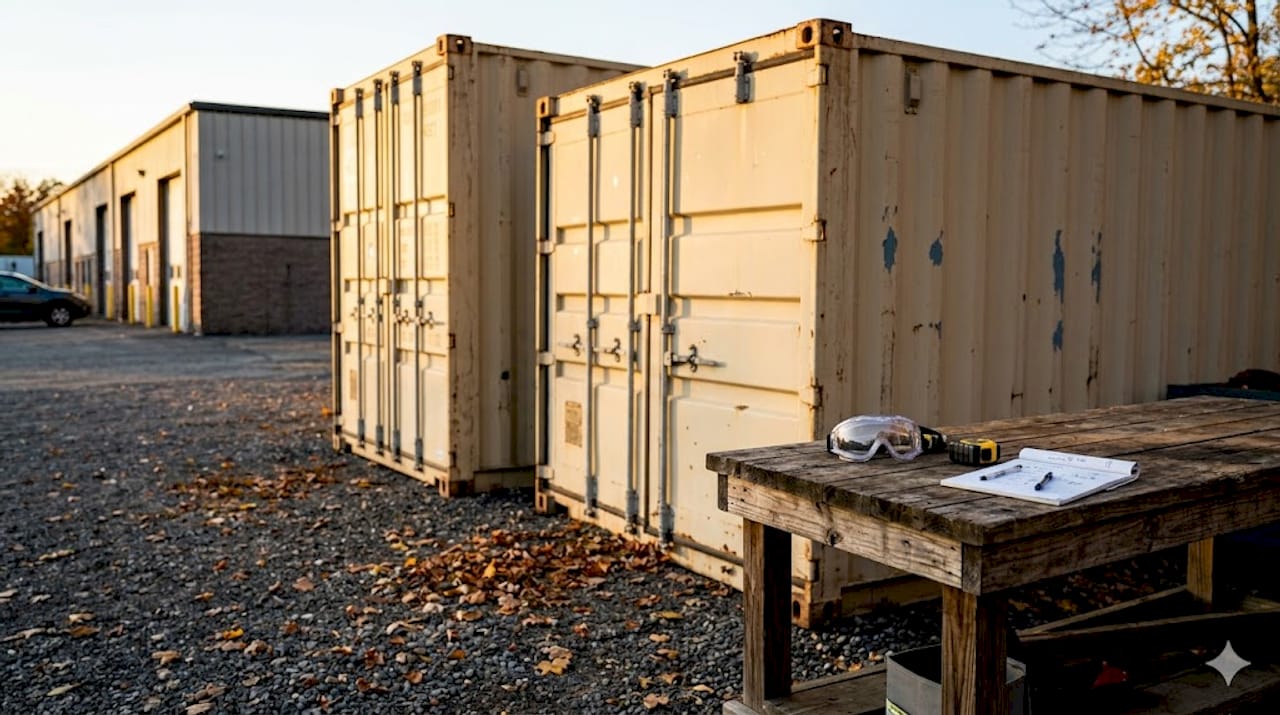 High-cube and standard containers side by side