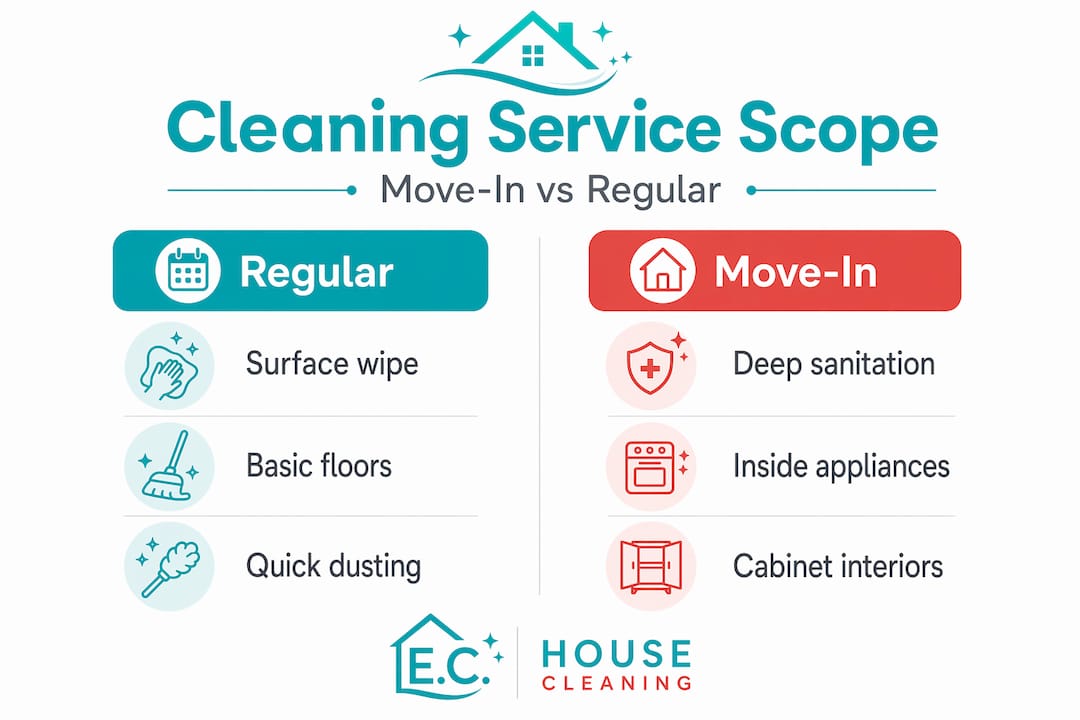 Infographic comparing move-in and regular cleaning
