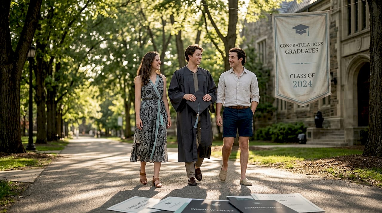 Graduates walks campus in comfortable shoes