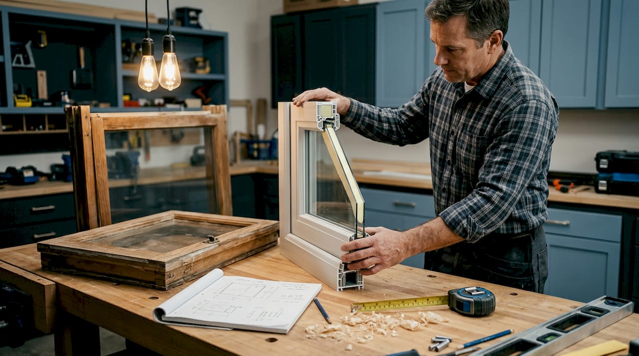 Contractor compares foam-filled vinyl and wood window frames