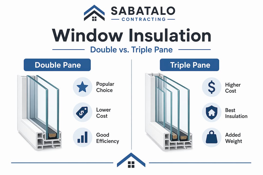Infographic comparing double and triple pane windows