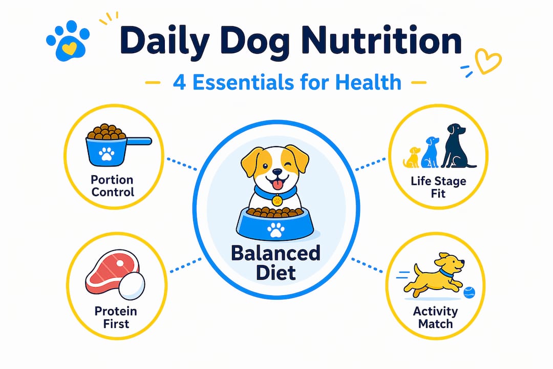Infographic showing daily dog nutrition essentials