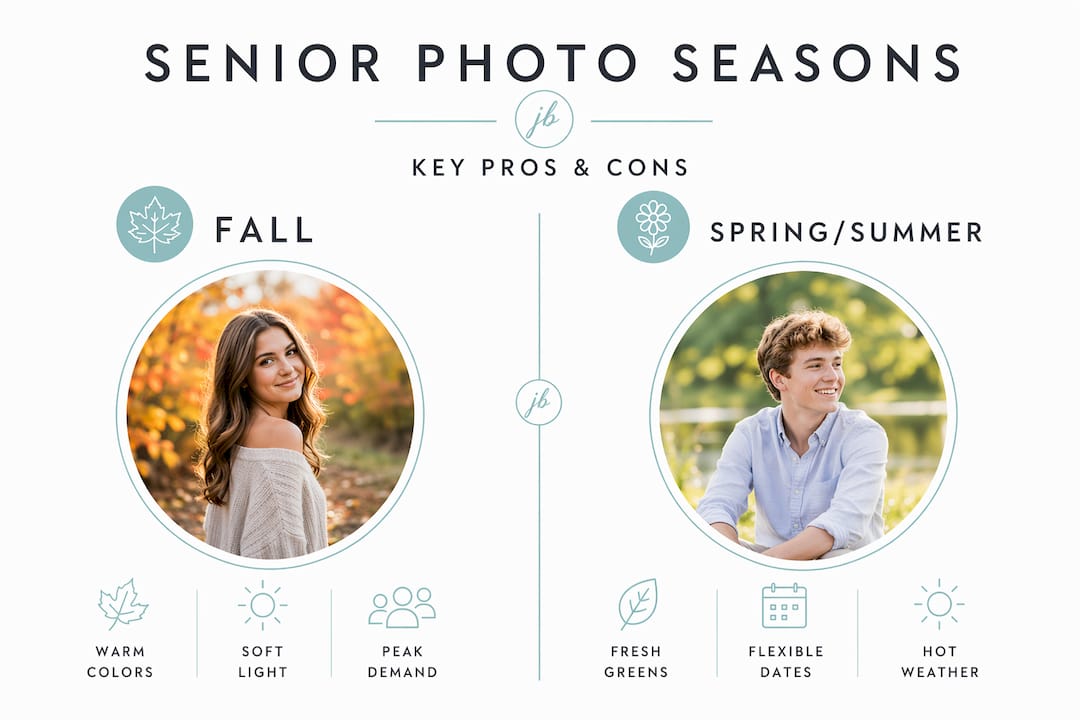 Infographic comparing fall and spring/summer photo seasons