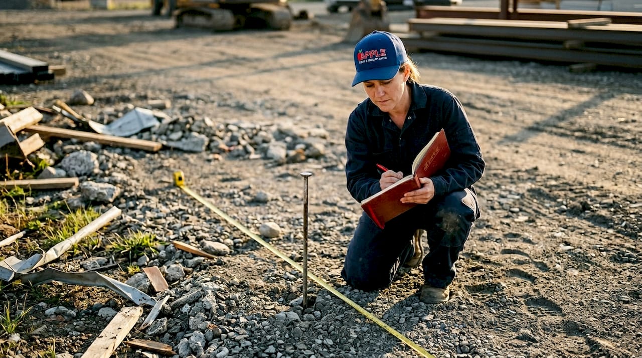 Site manager preparing storage container location