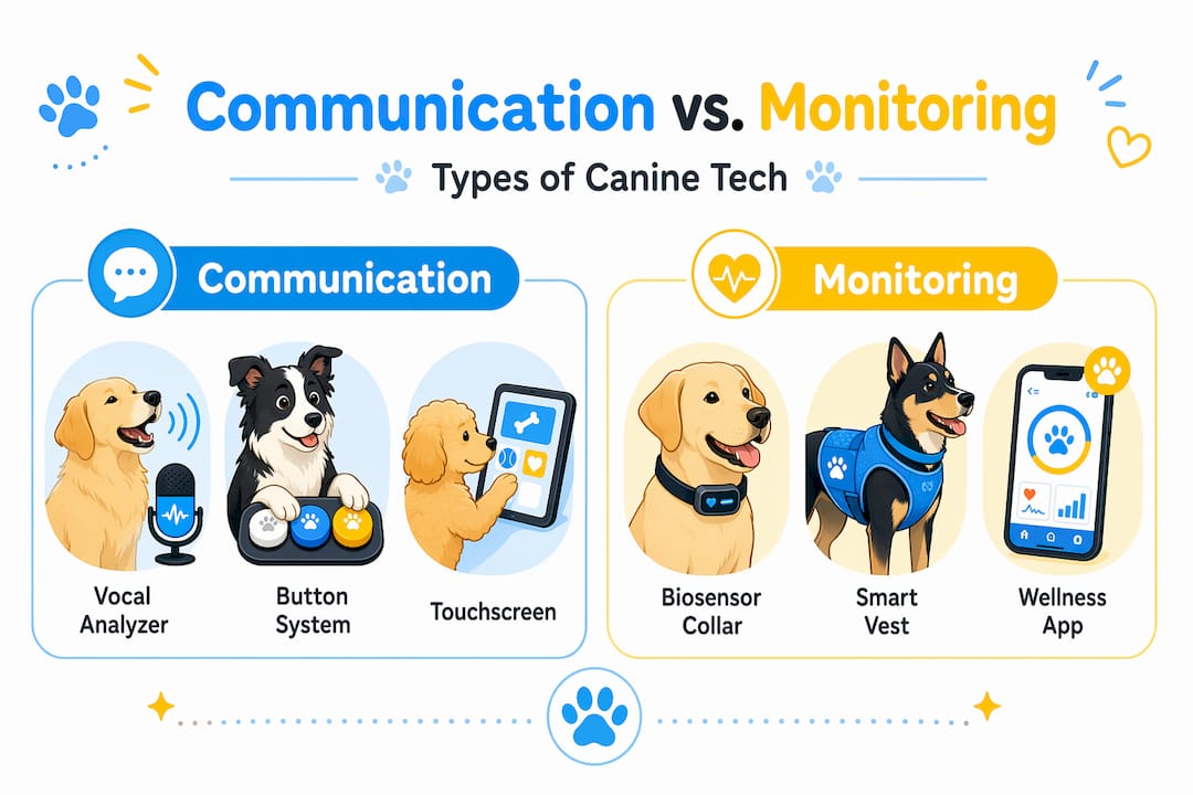 Infographic comparing canine tech device types