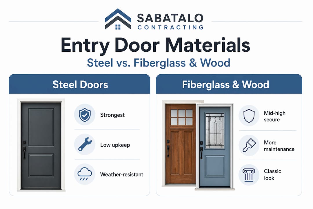 Infographic comparing entry door material types