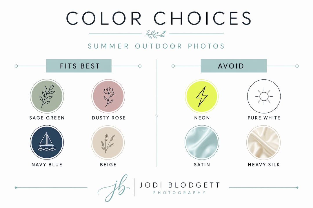 Infographic compares best and worst colors for outdoor summer photos