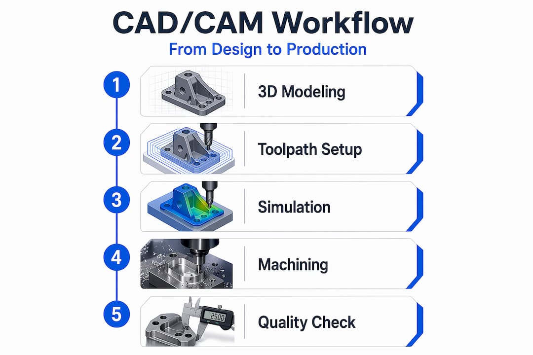 Infographic showing CAD CAM workflow steps