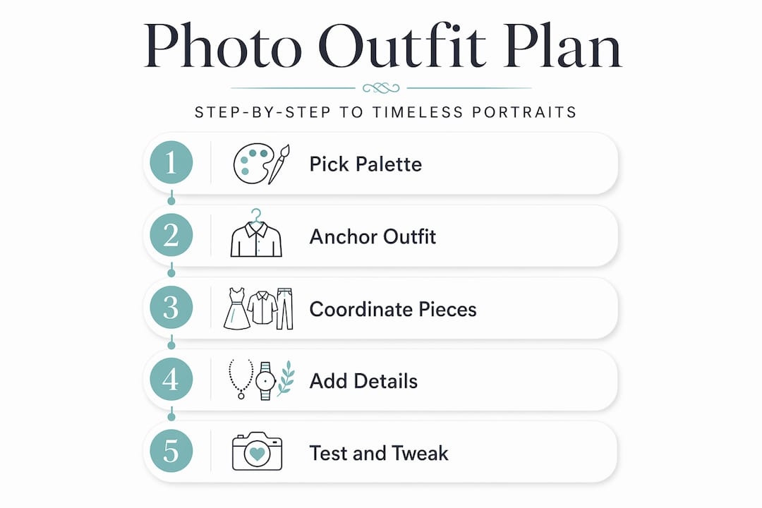 Infographic of family photo outfit planning steps