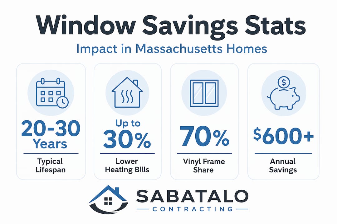 Window savings infographic with key statistics