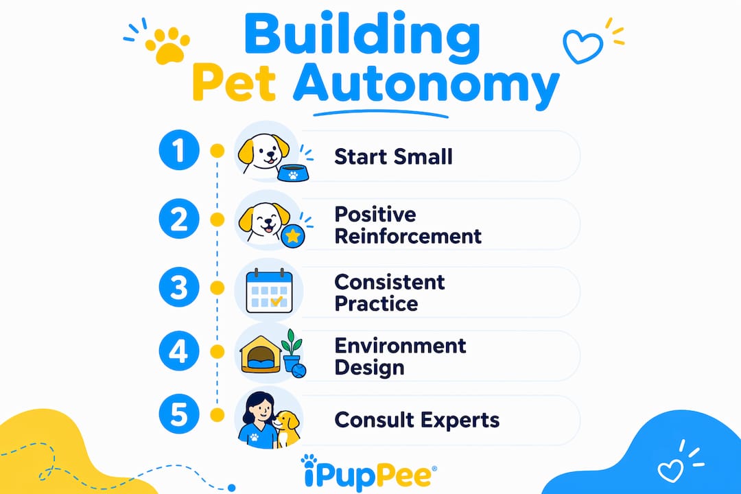 Infographic showing steps to build pet autonomy