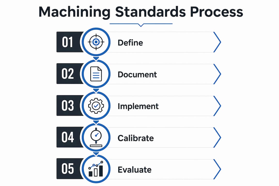 Infographic illustrating stages of machining standards process