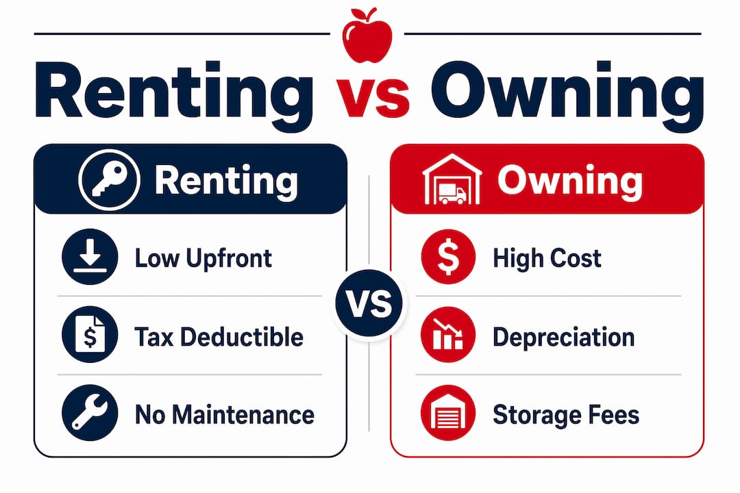 Infographic comparing renting and owning trailers