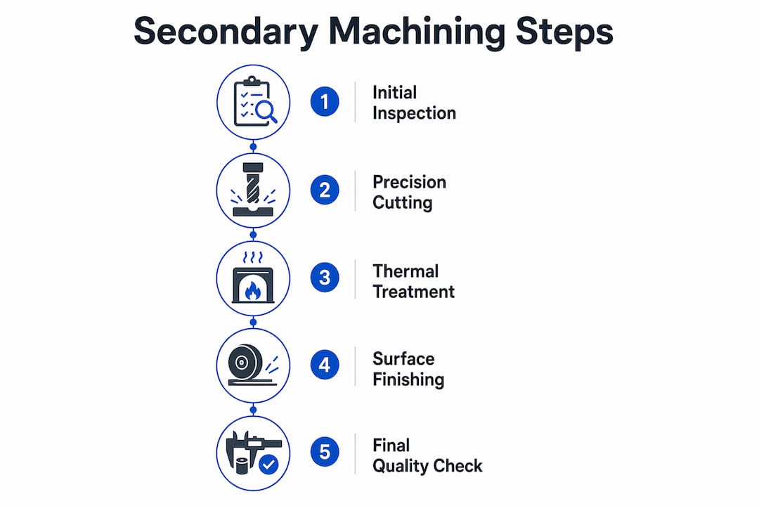 Infographic outlining steps in secondary machining process