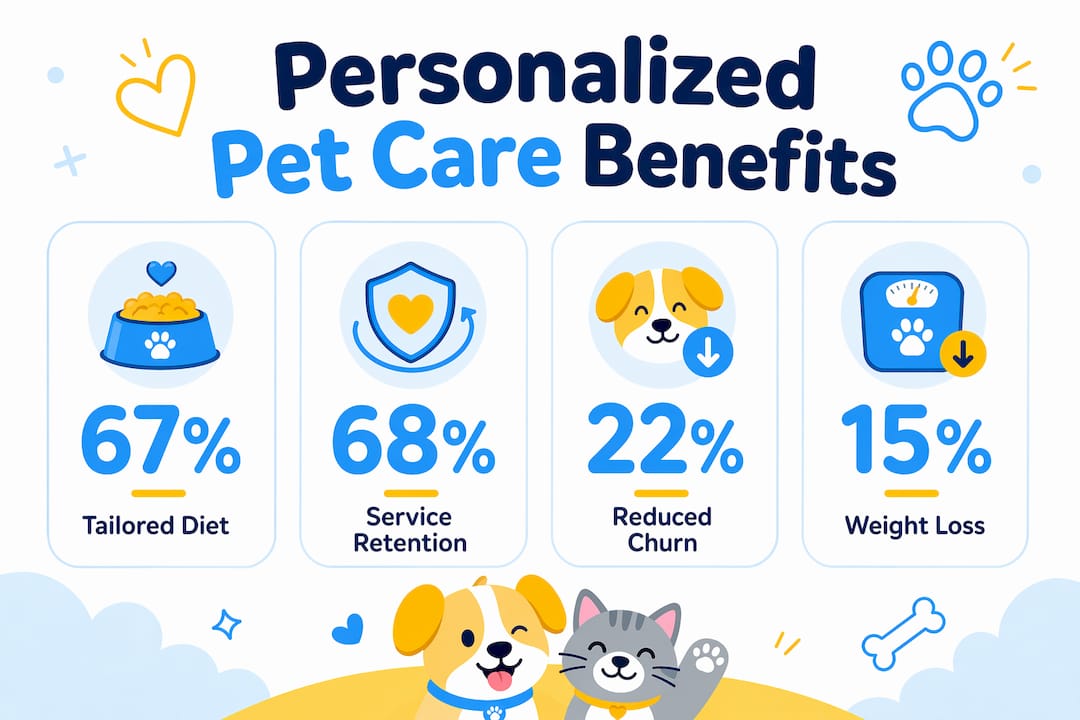 Infographic highlighting statistics on personalized pet care benefits