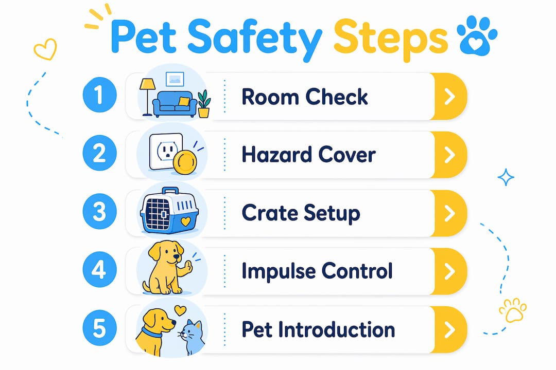 Infographic showing step by step pet safety training