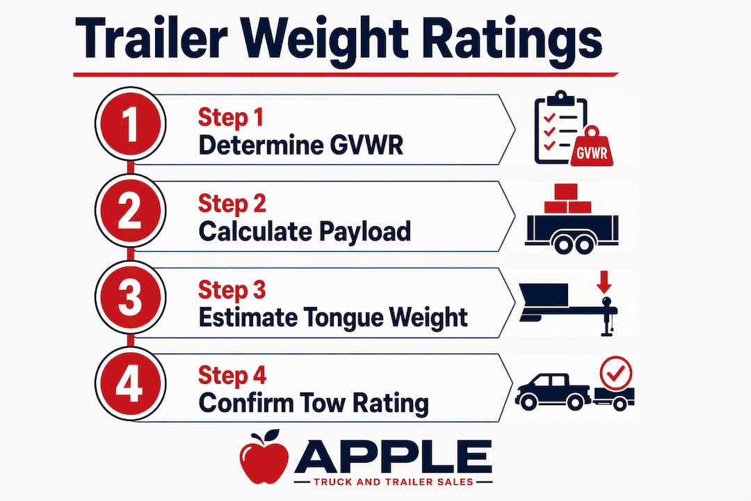 Infographic illustrating trailer weight rating steps