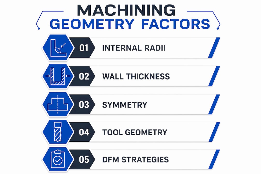 Infographic illustrating key machining geometry factors