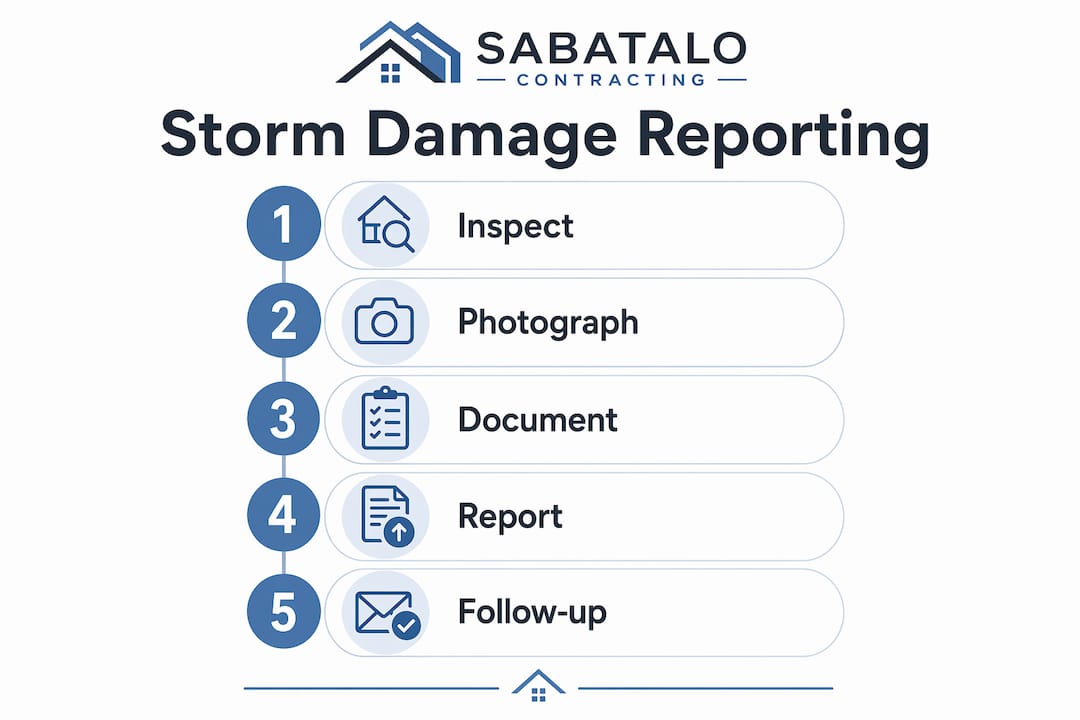 Infographic outlining storm damage reporting steps