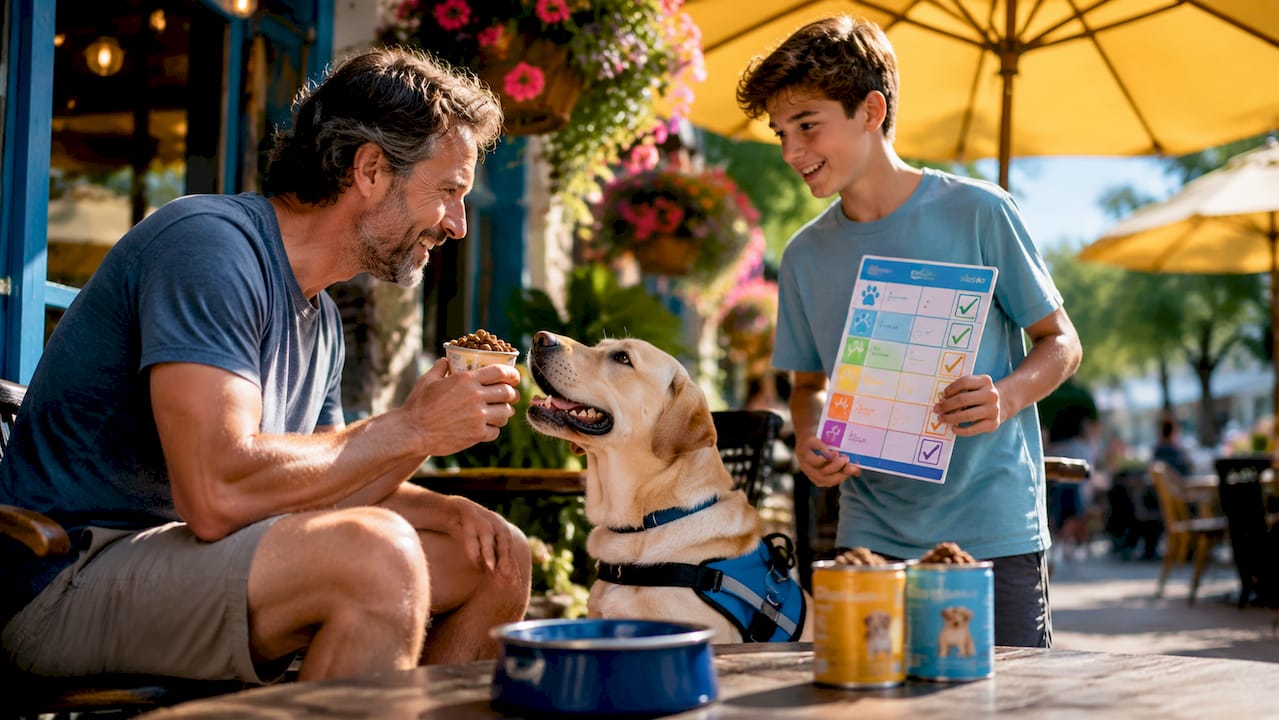 Family assigning tasks for service dog care
