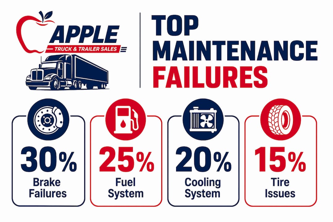 Infographic showing key truck maintenance failure statistics