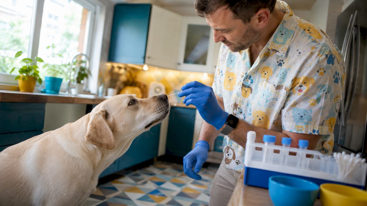 Lab dog scent detection clinical setting