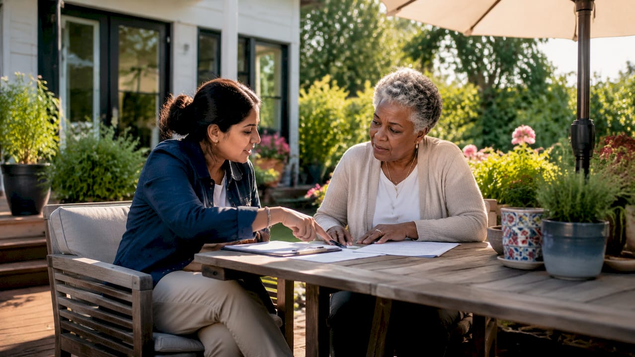 Contractor explaining utility rebates to homeowner