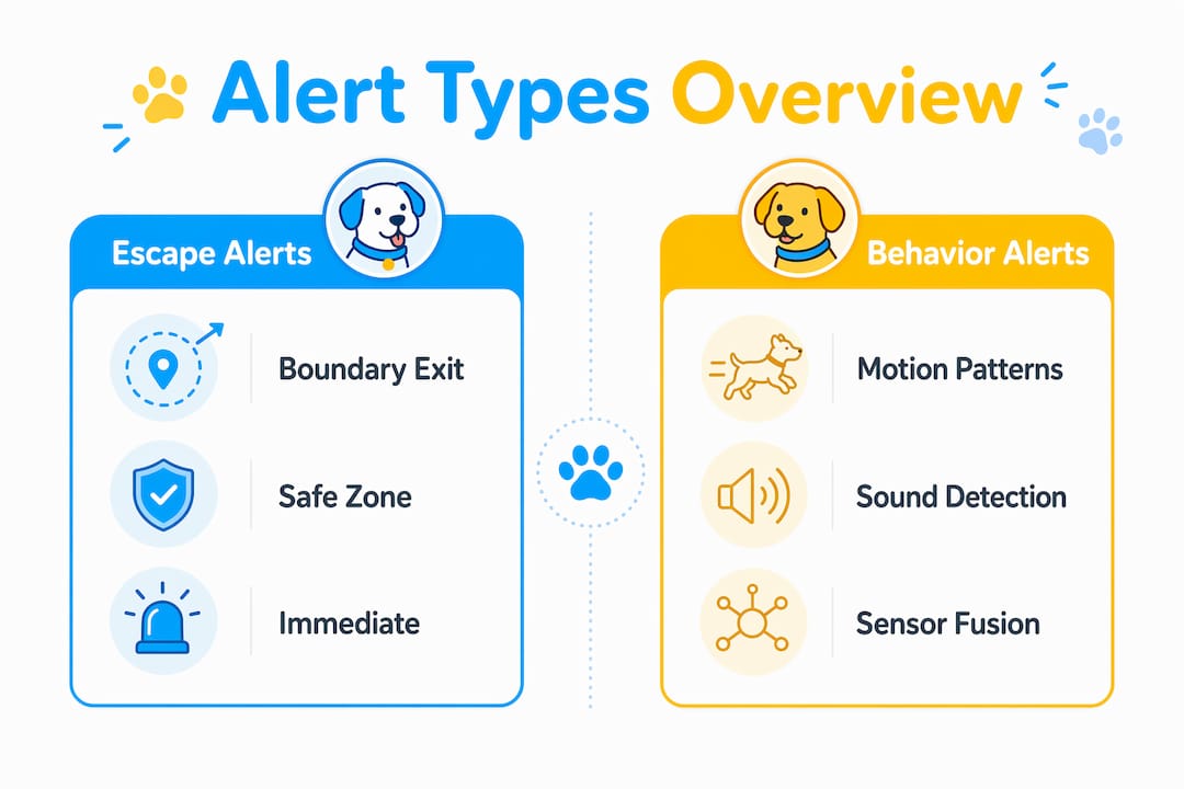 Infographic comparing dog harness alert types