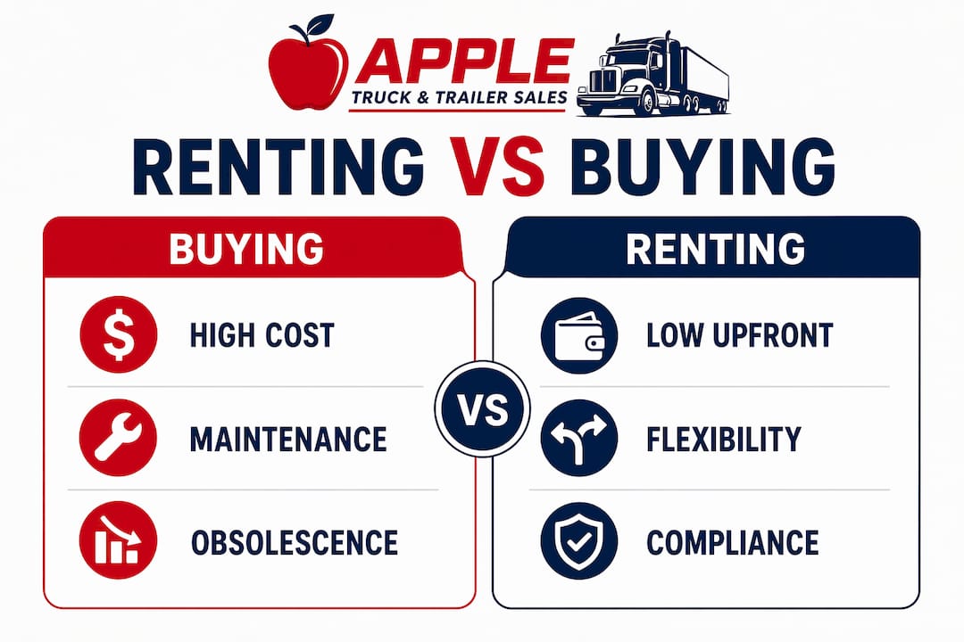 Infographic comparing renting and buying refrigerated trucks