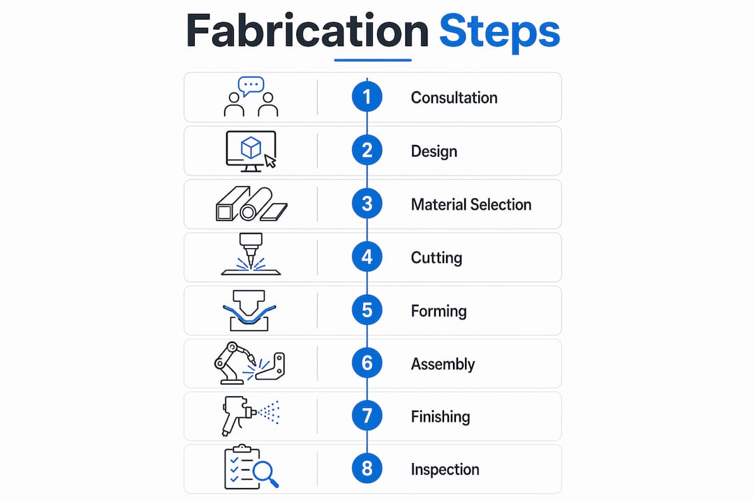 Infographic outlining custom fabrication steps