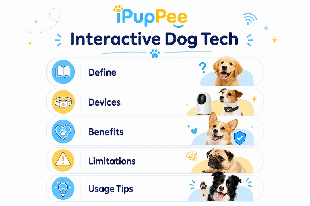Infographic outlining key stages of interactive dog tech