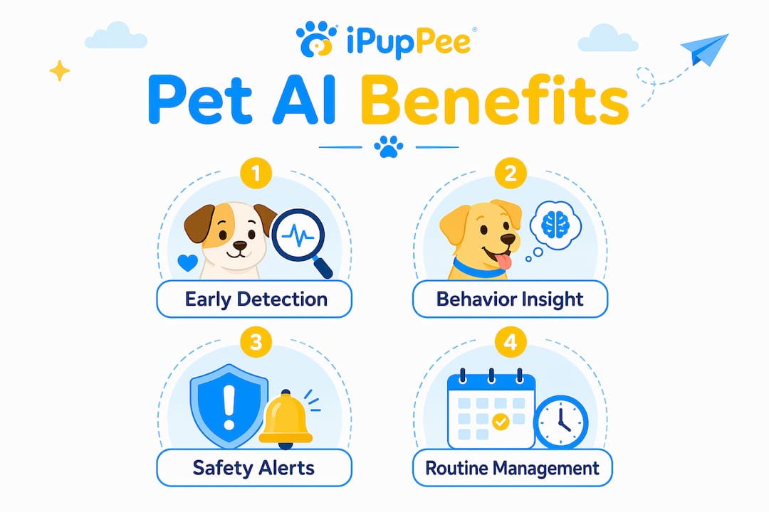 Infographic showing benefits of pet AI tools