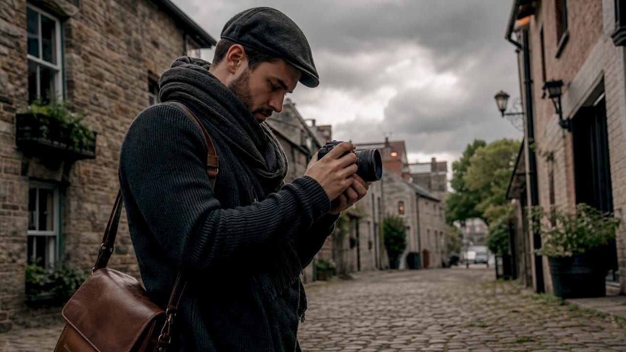 Photographer shooting in diffused overcast light