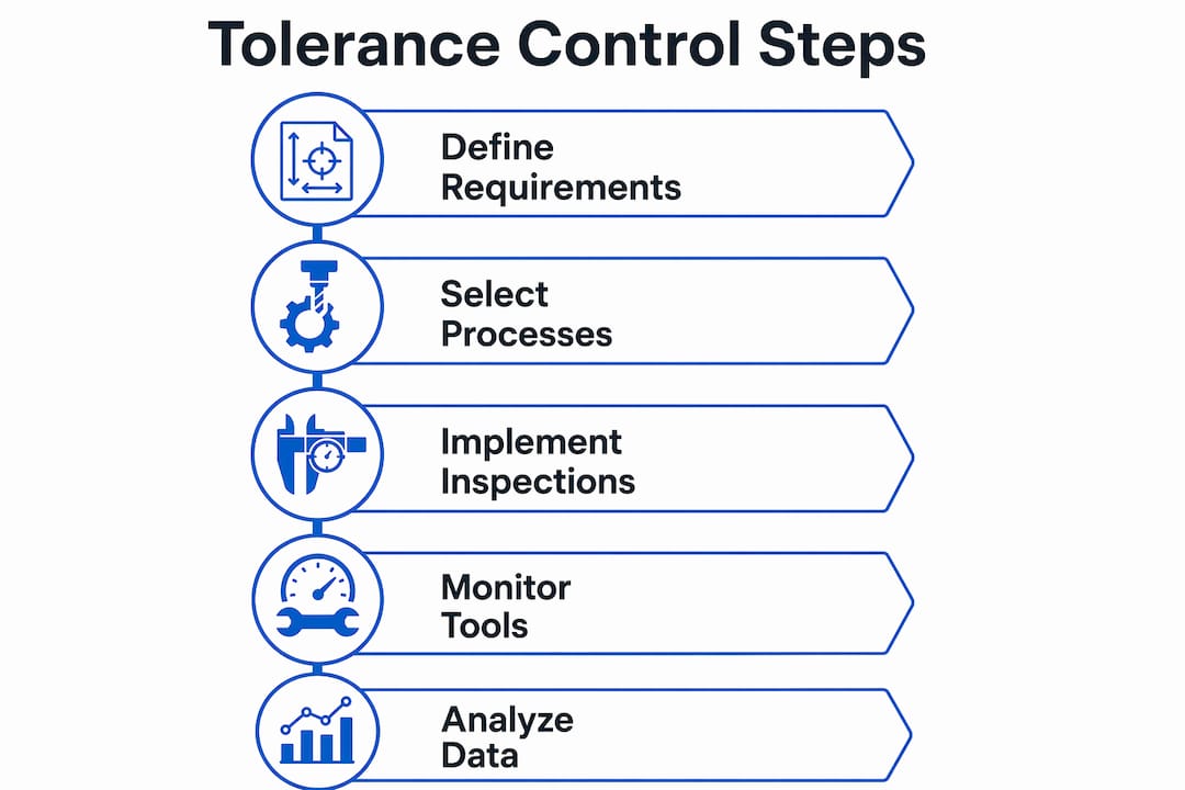 Infographic illustrating steps in aerospace tolerance control process