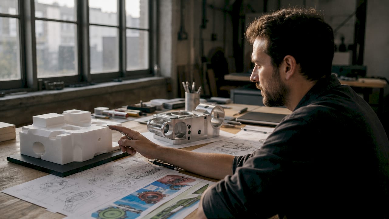 Hands selecting different prototype fidelity models