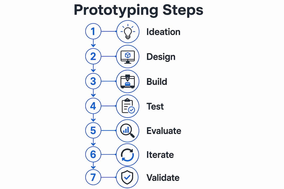 Infographic showing vertical flow of prototyping steps