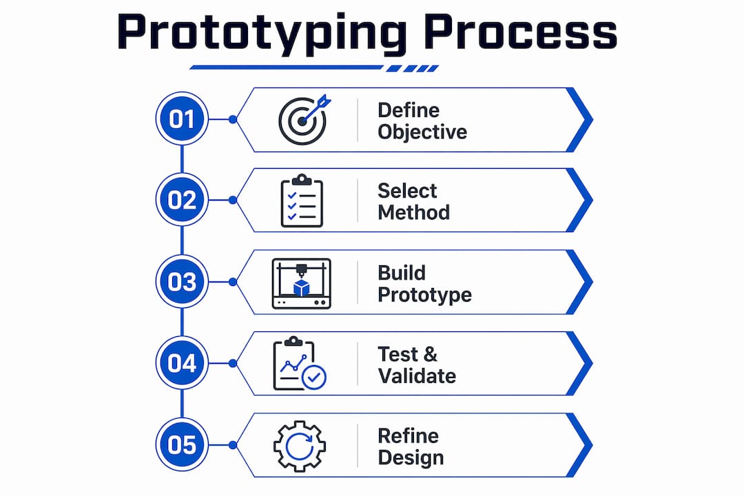 Infographic outlining prototyping process steps