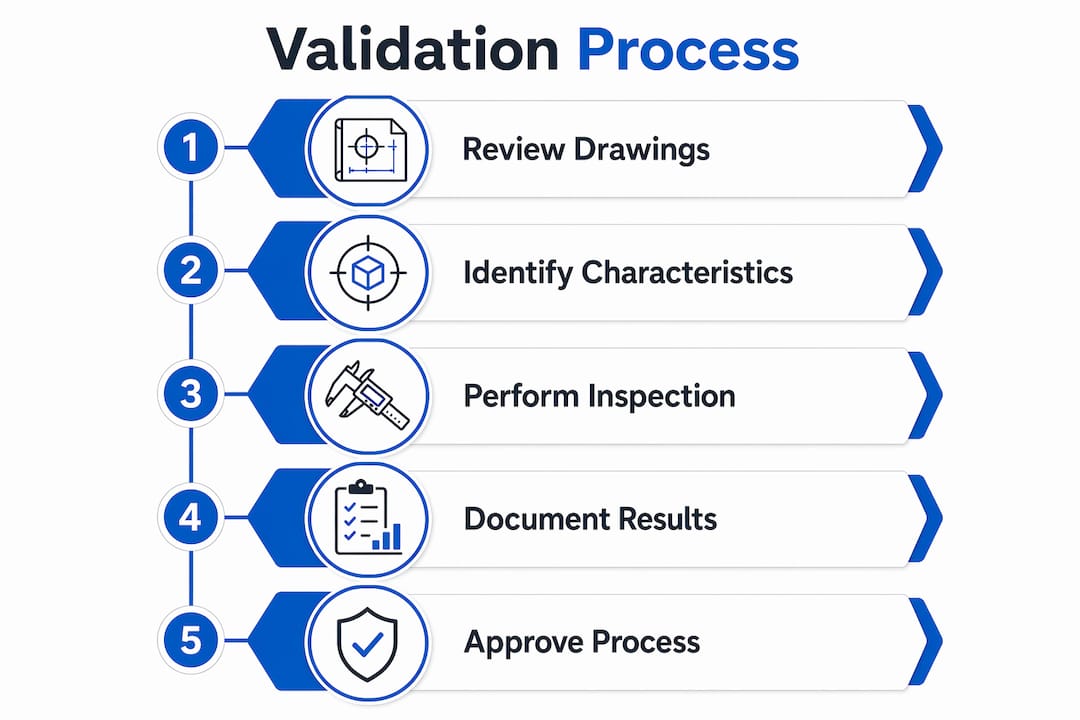 Infographic showing validation process in five steps