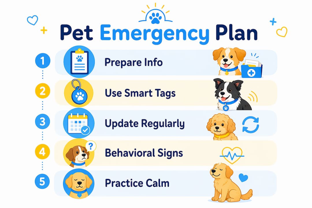 Infographic showing key steps of pet emergency plan